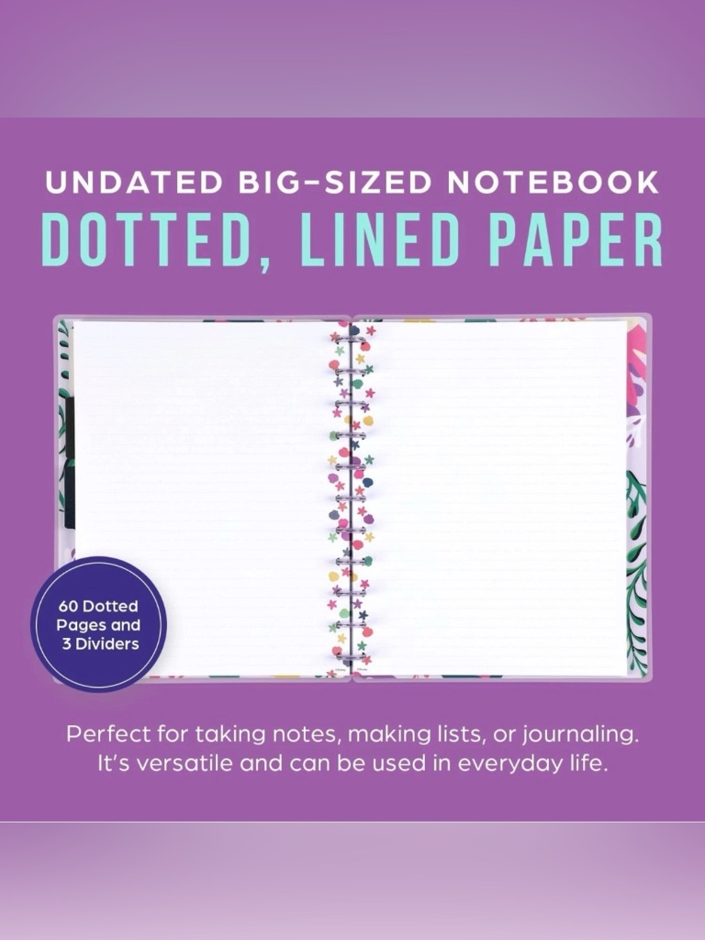 Happy Planner Disney The Little Mermaid Big Dotted Lined Notebook 60 Sheets NWT - Picture 4 of 6